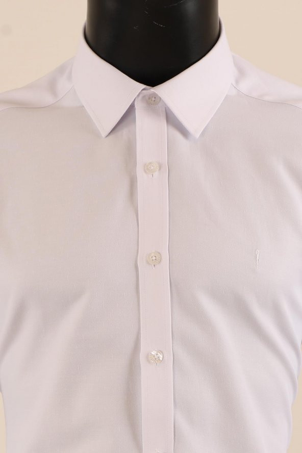 Uzun Kol Slim Fit Desenli Gömlek - Resim 4