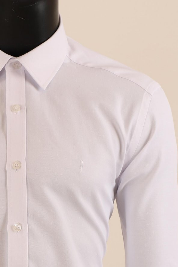 Uzun Kol Slim Fit Desenli Gömlek - Resim 5