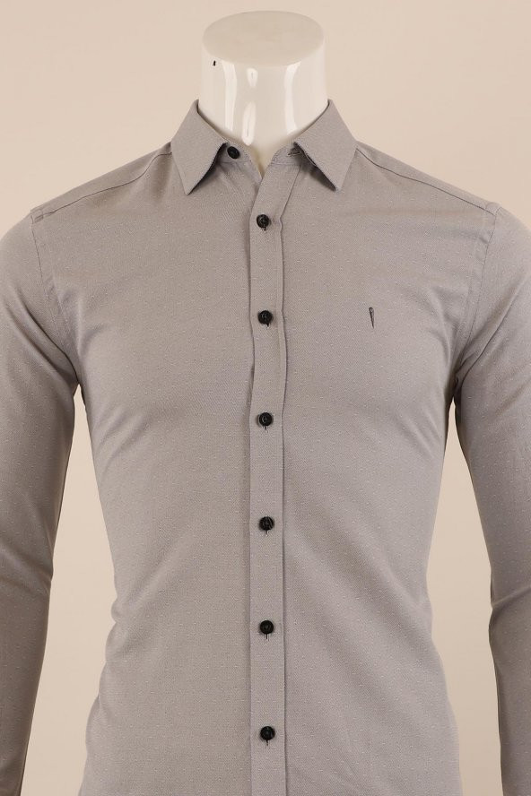 Uzun Kol Slim Fit Desenli Gömlek - Resim 7