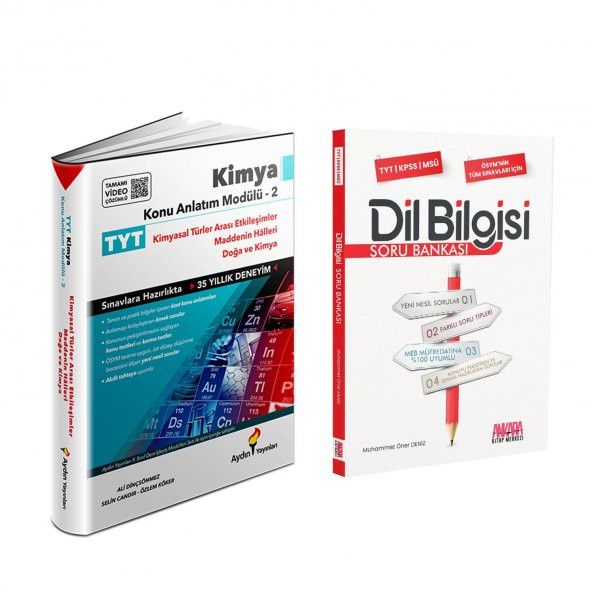 Aydın Yayınları TYT Kimya Konu Modül 2 ve AKM Dil Bilgisi Soru Bankası Seti 2 Kitap ürün görseli 1