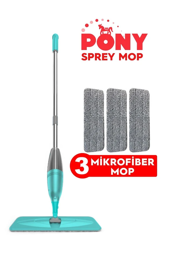 PONY SPREY MOP 3 MİKROFİBER MOP SET YEŞİL ürün görseli 1