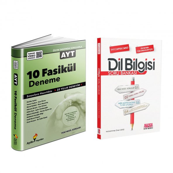 Aydın AYT 10 Fasikül Deneme ve AKM Dil Bilgisi Soru Bankası Seti 2 Kitap ürün görseli 1