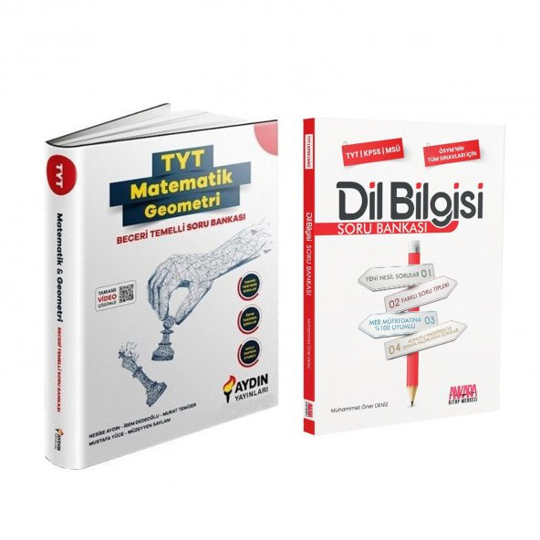 Aydın TYT Matematik Geometri Beceri Temelli ve AKM Dil Bilgisi Soru Bankası Seti 2 Kitap ürün görseli 1