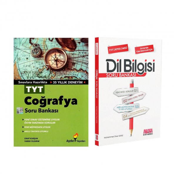Aydın Yayınları TYT Coğrafya ve AKM Dil Bilgisi Soru Bankası Seti 2 Kitap ürün görseli 1