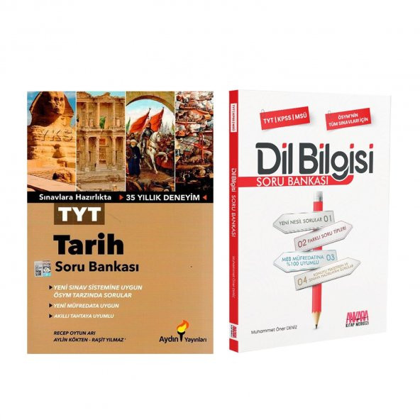 Aydın TYT Tarih ve AKM Dil Bilgisi Soru Bankası Seti 2 Kitap ürün görseli 1