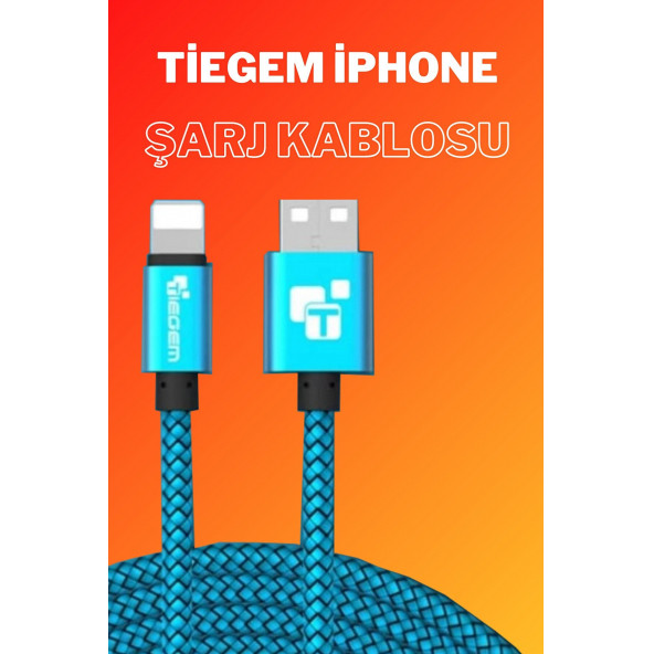 Tiegem Iphone Uyumlu Usb Hızlı Şarj Ve Data Kablosu-mavi-1 Metre ürün görseli 1