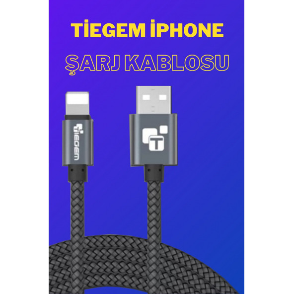 Tiegem Iphone Uyumlu Usb Hızlı Şarj Ve Data Kablosu-gri-1 Metre ürün görseli 1