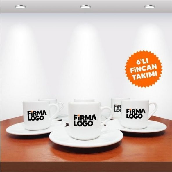 Firma Logo Baskılı 6'lı Kahve Fincan Seti-012 ürün görseli 1