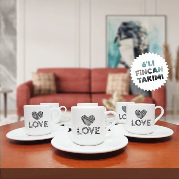 Love Temalı 6'lı Kahve Fincan Seti-011 ürün görseli 1