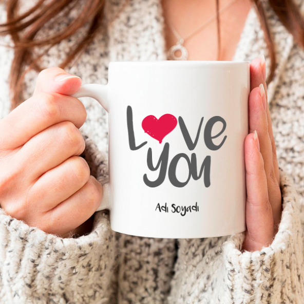 Love You Beyaz Bardak Kupa ürün görseli 1
