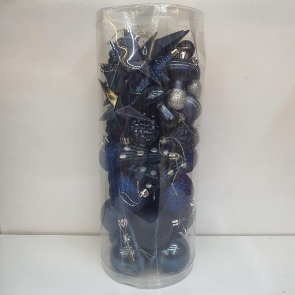 Asılabilir Yılbaşı Yeniyıl Ağacı Süsü Top,Ağaç,Kozalak,Mantar,Yıldız Set LACİVERT 44 Parça Christmas Tree Ornaments ürün görseli 1