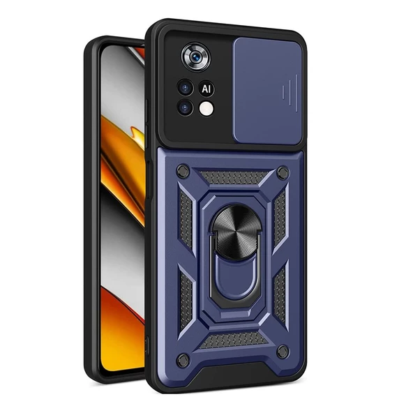Gpack Xiaomi Poco X4 Pro 5G Kılıf  Sert Silikon Tank Aramid Sürgülü Vega Yüzüklü ürün görseli 1