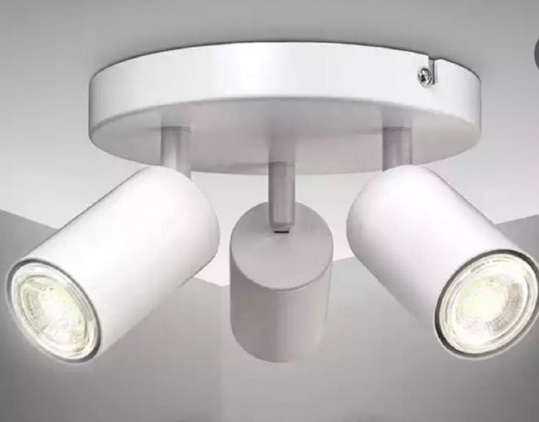 MYLİGHTS  MAT BEYAZ LED AVİZE LED SPOT ÜÇLÜ HAREKETLİ METAL GÜNIŞIĞI AMPULLÜ ürün görseli 1