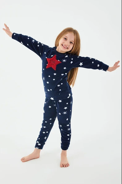 Arnetta 2271 Shine Lacivert Kız Çocuk Uzun Kol Pijama Takım ürün görseli 1