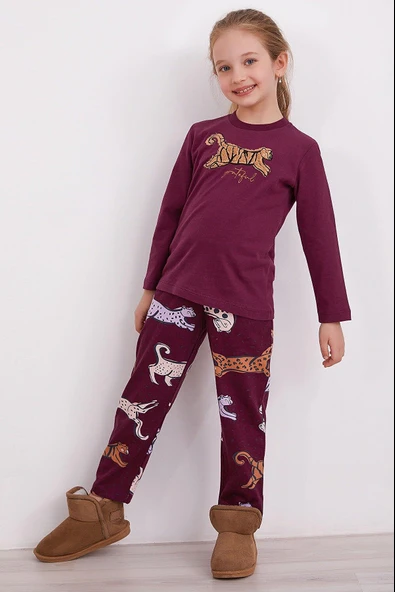 Arnetta 2169 Garson Grateful Mor Kız Çocuk Uzun Kol Pijama Takım ürün görseli 1