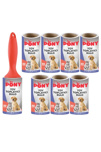 Pony Tüy Toplayıcı Aparat + 8 Yedek Rulo Kedi Köpek ürün görseli 1