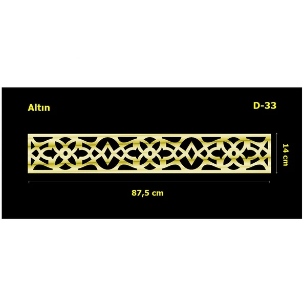 D-33 Altın 87,5 x 14 cm Sibu Aynalı Pleksi Mobilya Dolap Süsü ürün görseli 1