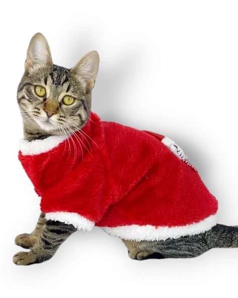 Cat Santa Bow Yılbaşı Kedi Sweati - Resim 3