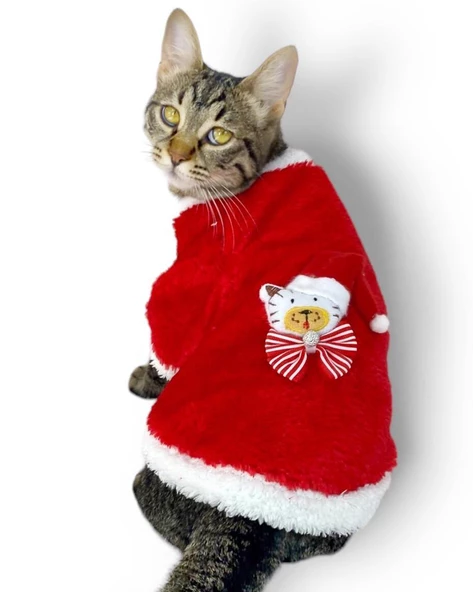 Cat Santa Bow Yılbaşı Kedi Sweati ürün görseli 1