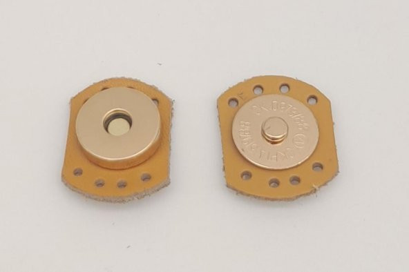 Angel Çanta Aksesuar Hardal Renk Gerçek Derili Oval Kenar Mıknatıslı Çıtçıt Light Gold Metalli ürün görseli 1