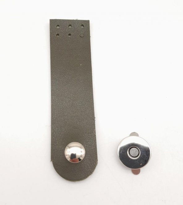 Angel Çanta Aksesuar Haki Renk Tek Kat Suni Deri Kapak 10.5x2.5 cm Gümüş Metal ürün görseli 1