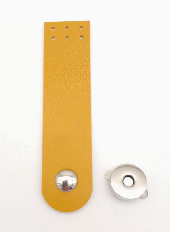 Angel Çanta Aksesuar Hardal Renk Tek Kat Suni Deri Kapak 10.5x2.5 cm Gümüş Metal ürün görseli 1