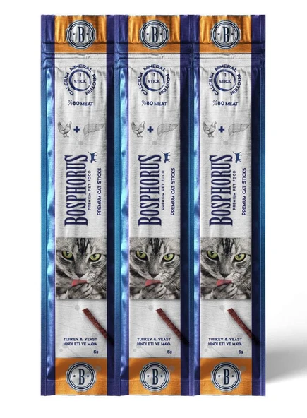 Bosphorus Hindi Etli ve Mayalı Kedi Ödül Stick 3x5 Gr ürün görseli 1