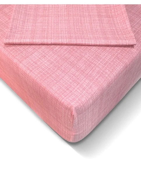 Özlü Fitted Lastikli Çift Kişilik Çarşaf Seti (160x200)-Pudra ürün görseli 1