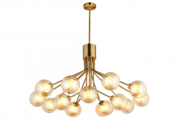 LampaLuce Forti Modern Tasarım Sarkıt Avize 15li Sarı 60x90cm ürün görseli 1