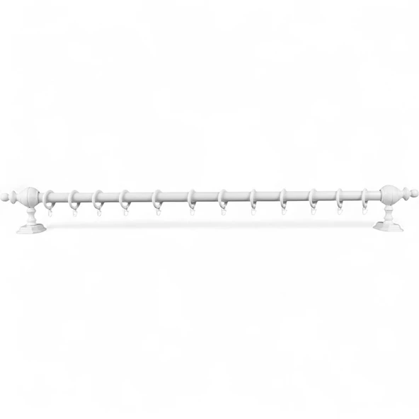 Beyaz Raysız Ahşap Rustik Perde Askısı - 300 Cm - Resim 2