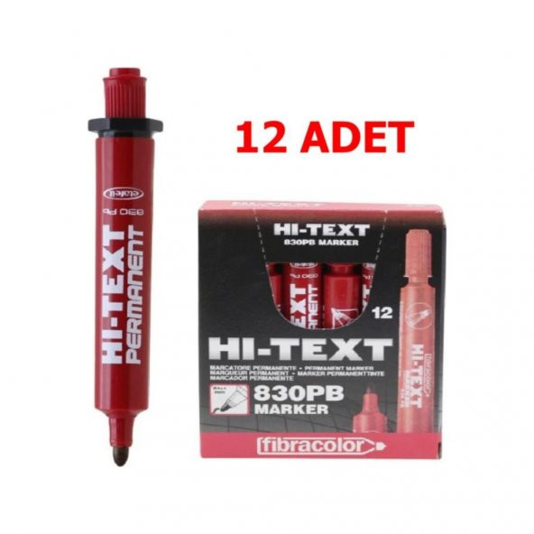 Hi-text 830 PBK Permanent Koli Kalemi Yuvarlak Uç Kırmızı - 12 Adet ürün görseli 1