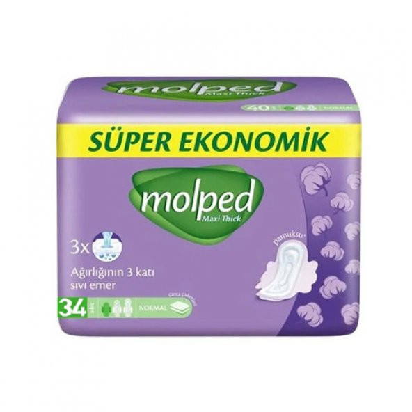 Molped Süper Ekonomik Maxi Thick Ped Normal 34 Adet - Resim 3
