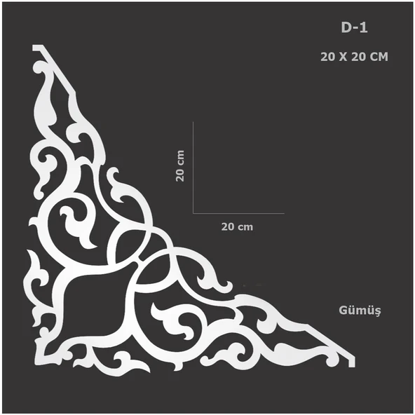 D-1 Gümüş 20 x 20 cm Sibu Aynalı Pleksi Mobilya Dolap Süsü ürün görseli 1
