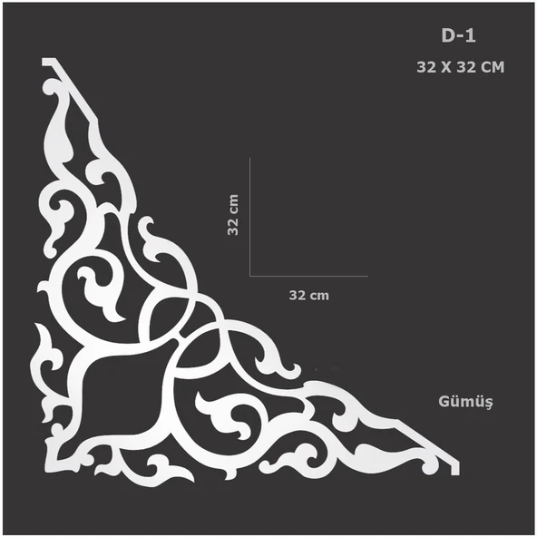 D-1 Gümüş 32 x 32 cm Sibu Aynalı Pleksi Mobilya Dolap Süsü ürün görseli 1