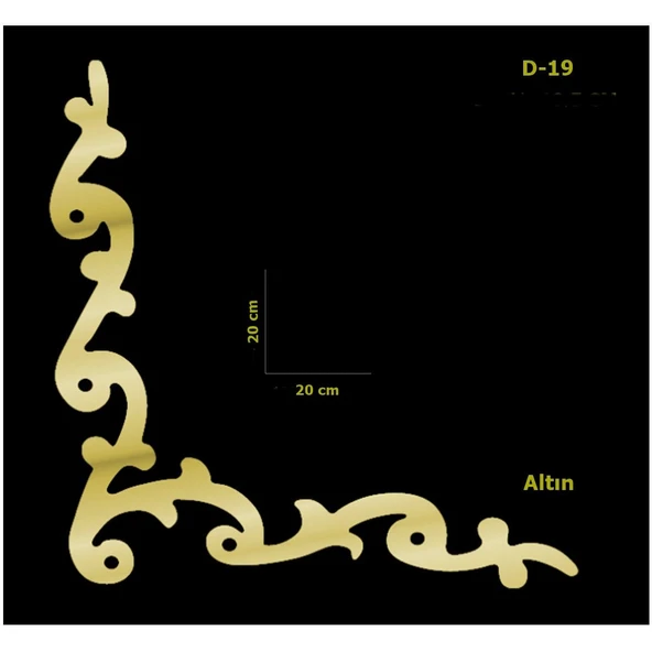 D-19 Altın 20 x 20 cm Sibu Aynalı Pleksi Mobilya Dolap Süsü ürün görseli 1