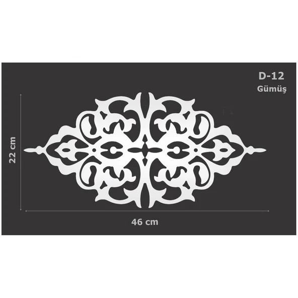 D-12 Gümüş 46 x 22 cm Sibu Aynalı Pleksi Mobilya Dolap Süsü ürün görseli 1