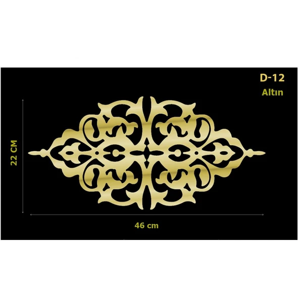 D-12 Altın 46 x 22 cm Sibu Aynalı Pleksi Mobilya Dolap Süsü ürün görseli 1