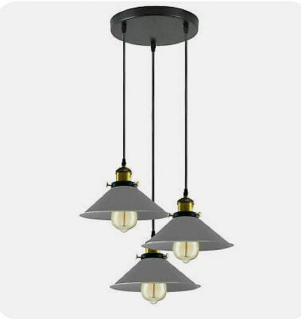 MYLİGHTS RETRO RUSTİK GRİ BAŞLIKLI METAL SARKIT VİNTAGE AVİZE ürün görseli 1