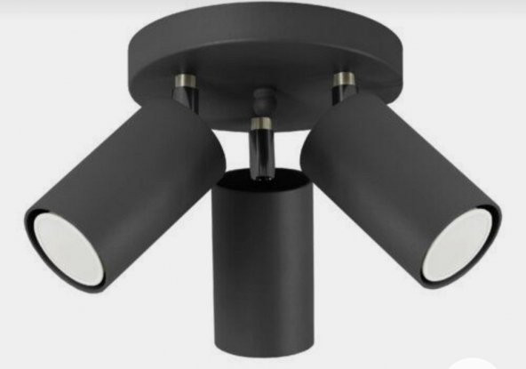 MYLİGHTS  ÜÇLÜ MAT SİYAH  HAREKETLİ  SPOT LED AVİZE GÜNIŞIĞI AMPULLÜ TABAN  15 CM ürün görseli 1