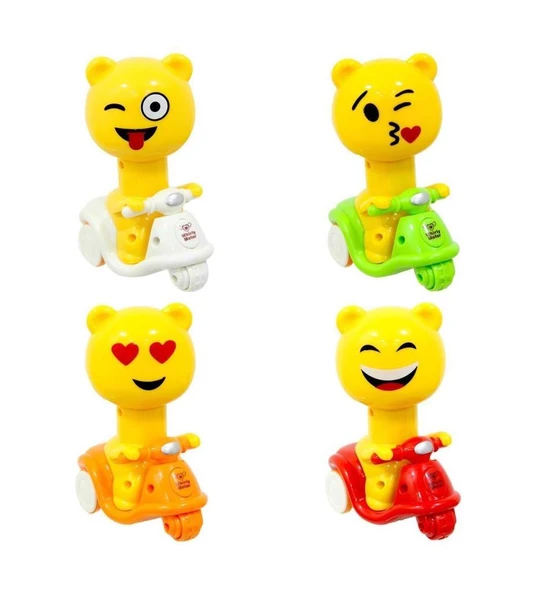 Sarı Emoji Kafalı Bas Git Motorsiklet, Çocuklar için Oyuncak ürün görseli 1