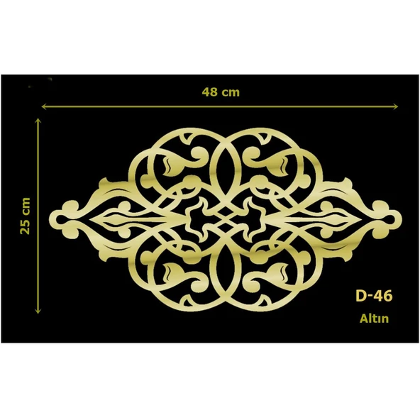 D-46 Altın 48 x 25 cm Sibu Aynalı Pleksi Mobilya Dolap Süsü ürün görseli 1