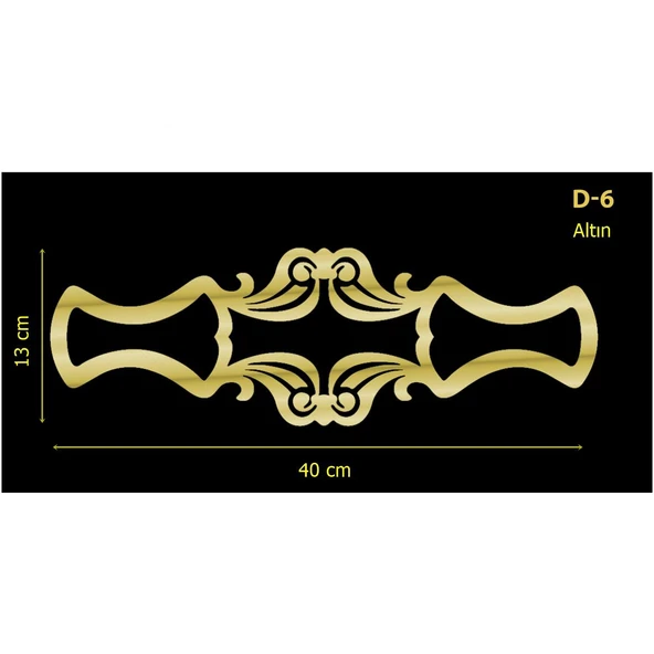 D-6 Altın 40 x 13 cm Sibu Aynalı Pleksi Mobilya Dolap Süsü ürün görseli 1