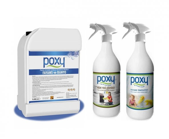 Poxy Fayans Temizleyici 5 Kg & Ağır Yağ Çözücü 1 Kg & Genel Temizlik 1 Kg ürün görseli 1