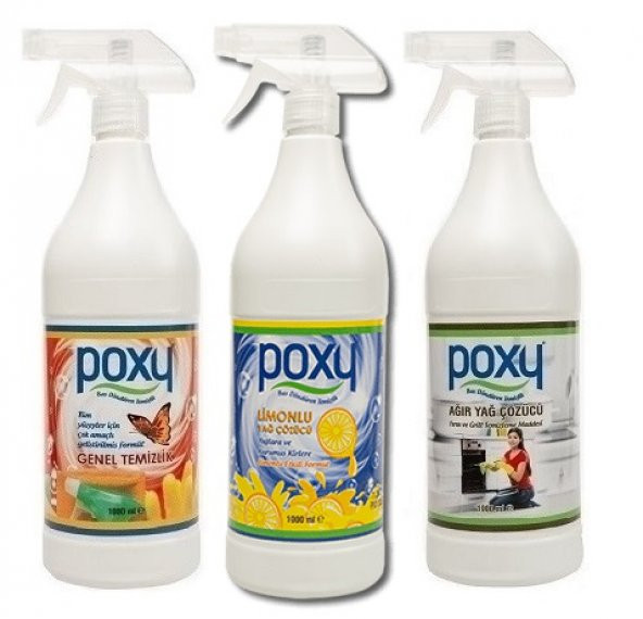 Poxy Genel Temizlik 1 Kg & Poxy Limonlu Yağ Çözücü 1 Kg & Poxy Fayans Temizleyici 1 Kg ürün görseli 1
