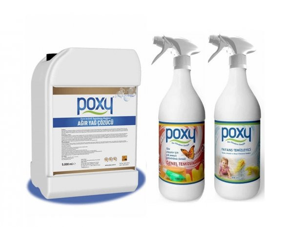 Poxy Ağır Yağ Çözücü 5 Kg & Genel Temizlik 1 Kg & Fayans Temizleyici 1 Kg ürün görseli 1