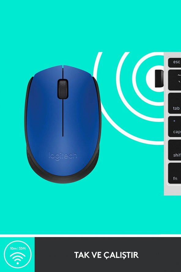 Logitech M171 Kablosuz Usb Alıcılı Optik Mouse Mavi - Resim 6