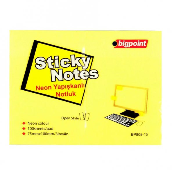 BIGPOINT YAP. NOT KAGIDI 75x100 NEON SARI 808-15 ürün görseli 1