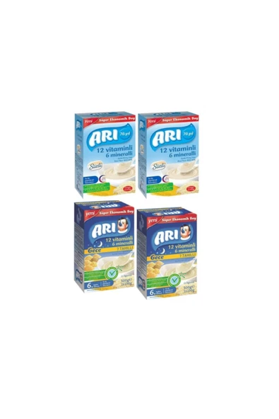 12 Vitaminli 6 Mineralli Pirinç Unu 2 Adet + Arı Mama Gece 7 Tahıllı Sütlü Pirinç Unu 500 gr 2 Adet 500 gr ürün görseli 1