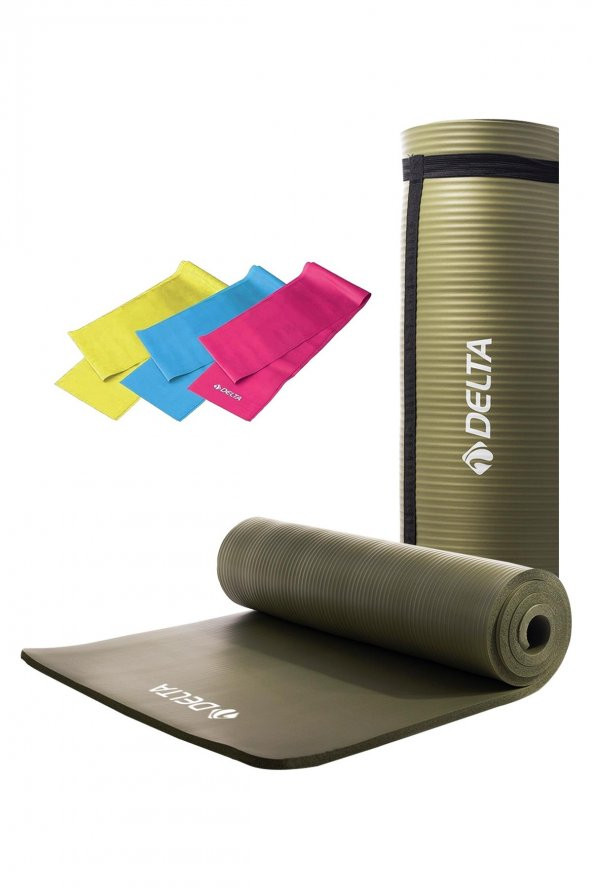 Delta Konfor Zemin 15 Mm Taşıma Askılı Pilates Minderi 3lü Pilates Bandı Egzersiz Direnç Lastiği ürün görseli 1