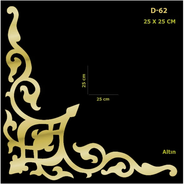 D-62 Altın 25 x 25 cm Sibu Aynalı Pleksi Mobilya Dolap Süsü ürün görseli 1